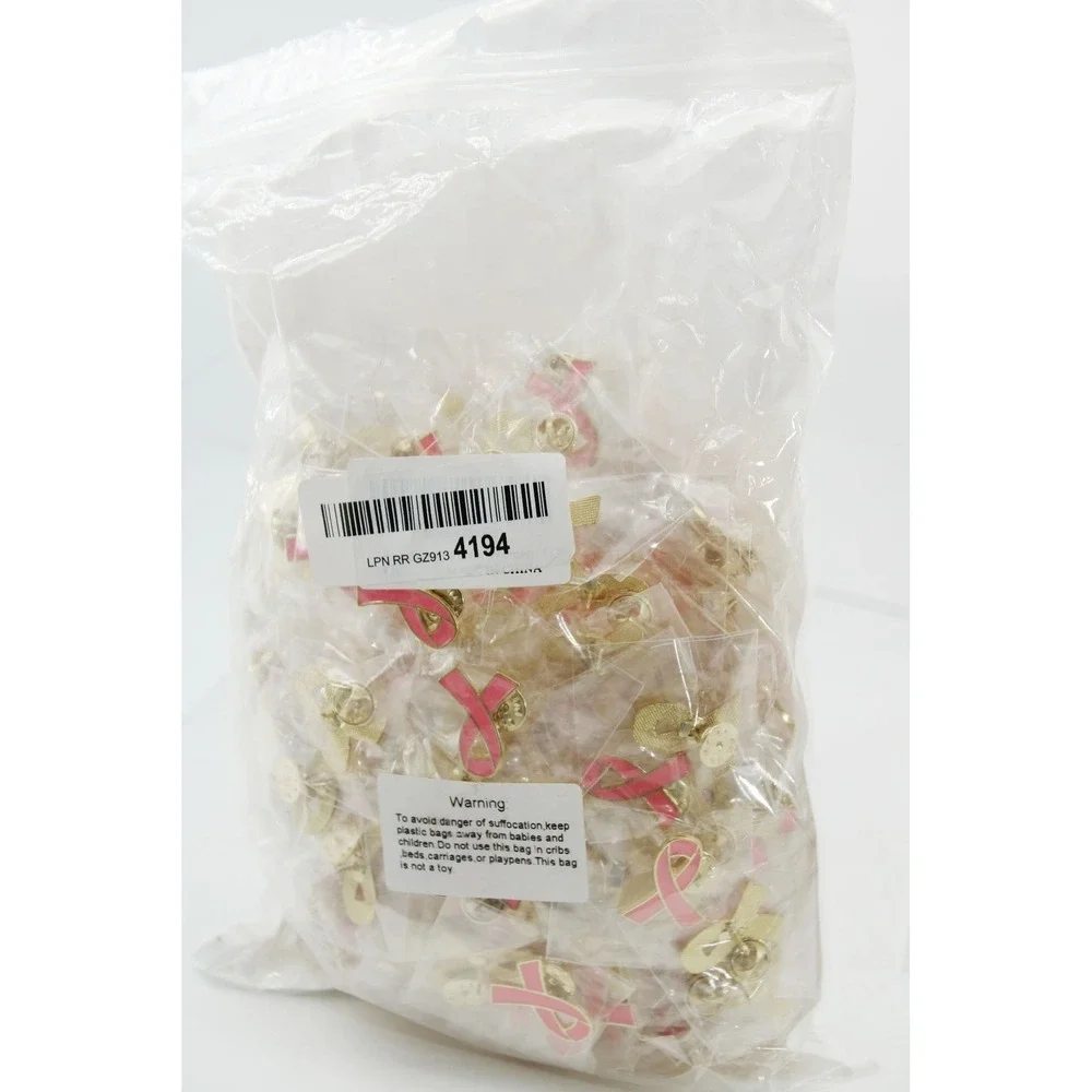 250 pcs Pink Ribbon Breast Cancer Awareness Enamel Lapel Pin‎ Gold Tone